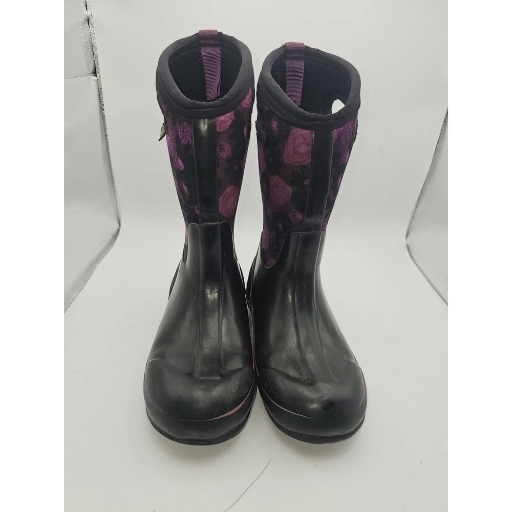 Bogs Classic Water Color Boots Youth Girls Purple Black Waterproof Snow Rain 2